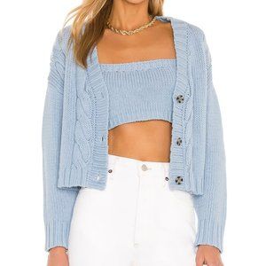 NWT Revolve Callahan Lu Cardigan Set Size Medium M Baby Blue Cami Button Front